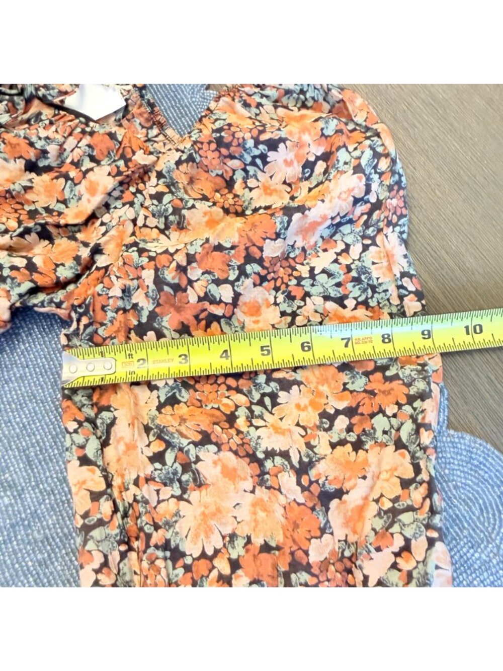 Blu Pepper Floral Peplum Blouse Size M Boho Long Sleeve Tie Front Sheer Top - Picture 16 of 16
